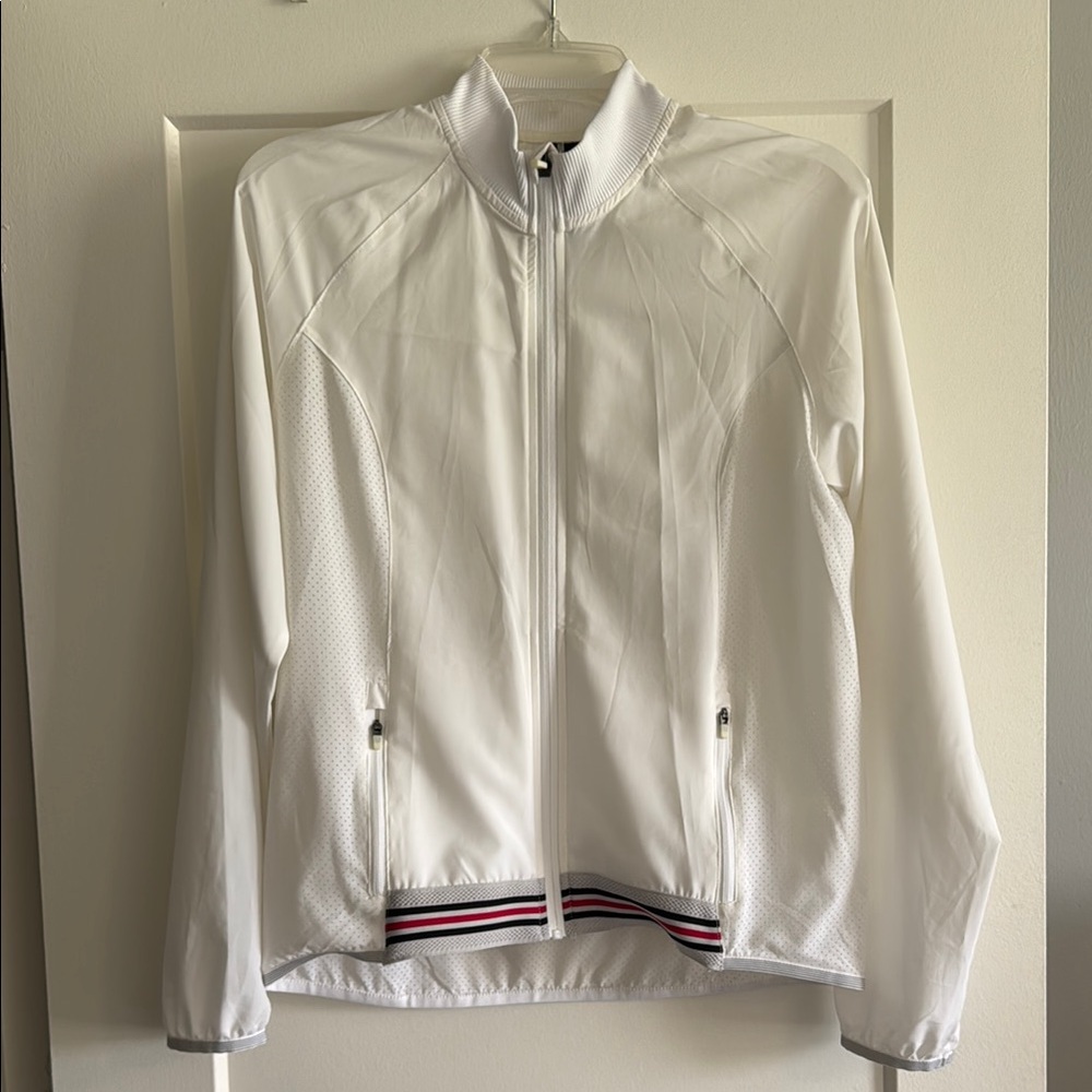 Mondetta White Jacket with Striped Detail and Mesh